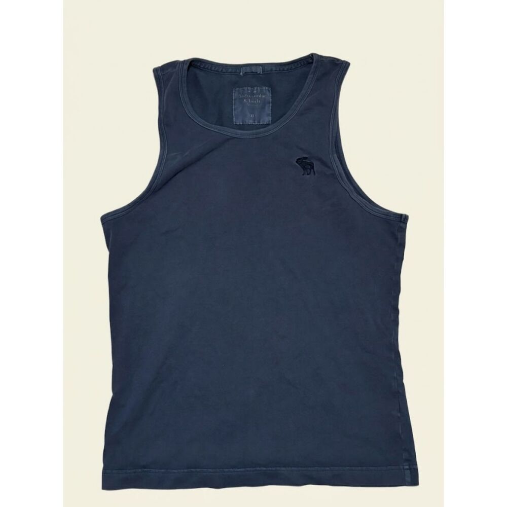 Abercrombie & Fitch Tank Top Mens XL Navy Blue Sleeveless Moose Logo Muscle
